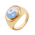 Ins Blogger Gold Jewelry Ring Fashion Creative Retro Geometric Ring Sweet Flower Signet Ring